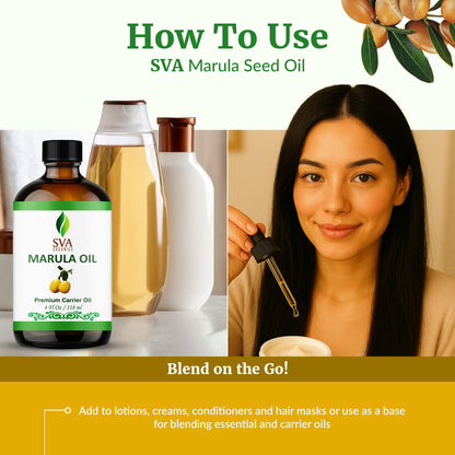 SVA Organic Marula Seed Oil – 4 Fl Oz | Cold-Pressed Virgin Marula Oil for Face, Skin & Hair