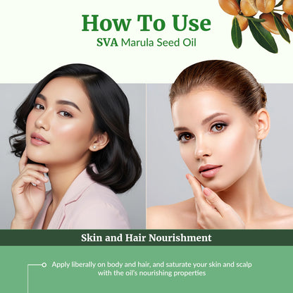 SVA Organic Marula Seed Oil – 4 Fl Oz | Cold-Pressed Virgin Marula Oil for Face, Skin & Hair