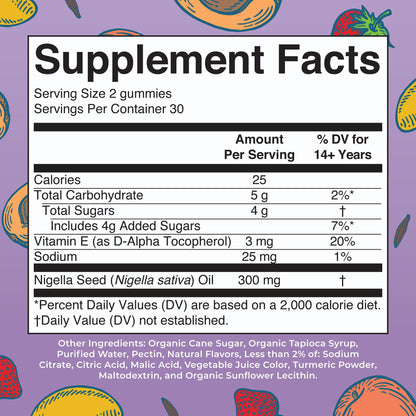 MaryRuth Organics Black Seed Oil Gummies – Vegan Immune & Heart Health (60 Gummies)