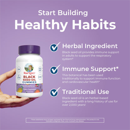 MaryRuth Organics Black Seed Oil Gummies – Vegan Immune & Heart Health (60 Gummies)