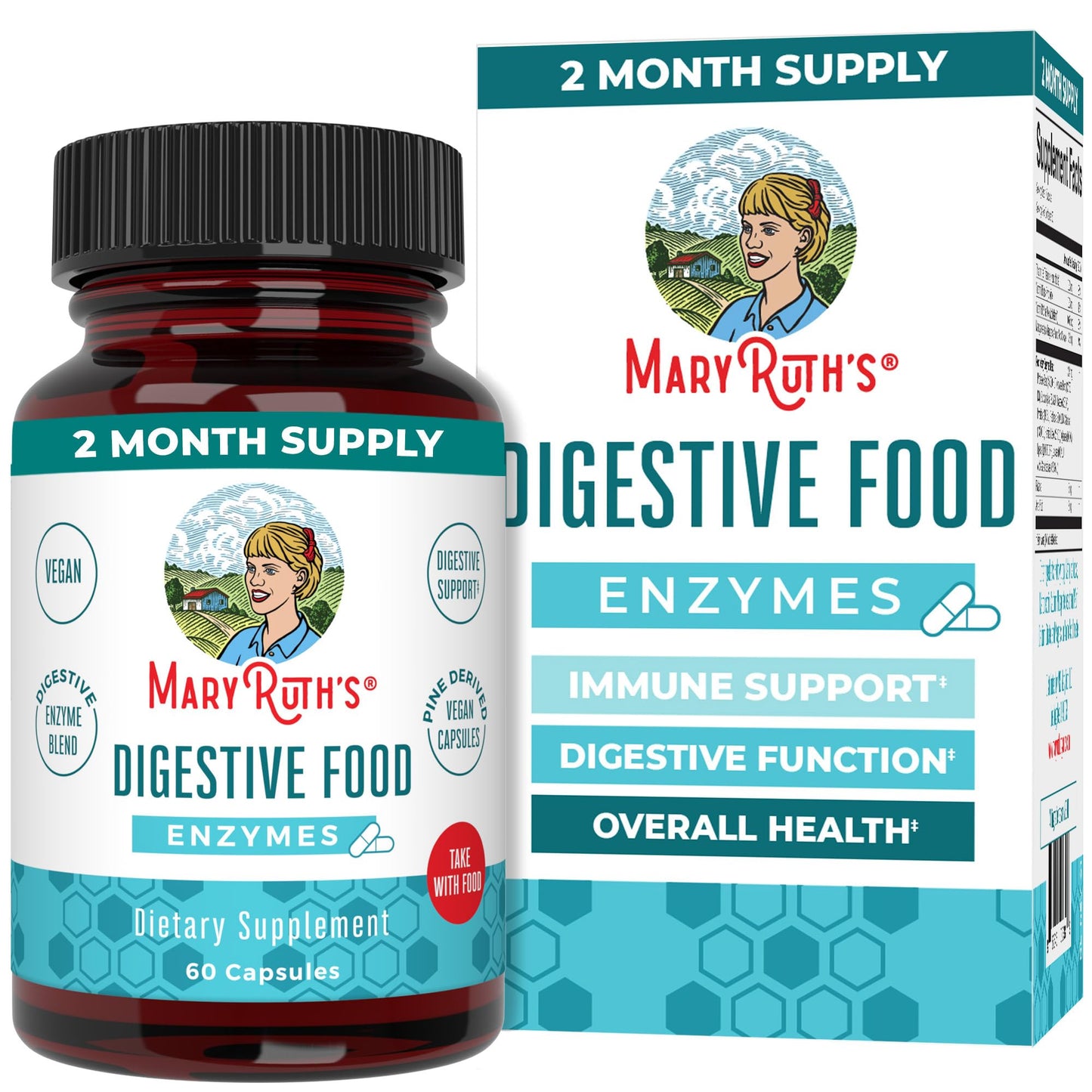 MaryRuth Organics Digestive Enzymes – Up to 2 Months, Over 12 Enzymes, Vegan Digestive Health