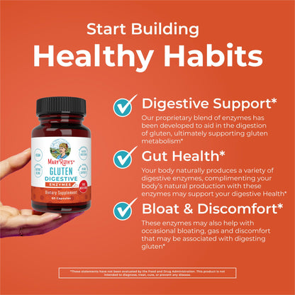 MaryRuth Organics Gluten Enzymes Capsules | Gluten Digestion & Gut Health | Vegan, Gluten Free | 60 Count