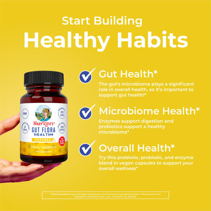 MaryRuth Organics Gut Flora Health+ Enzymes | 60 Capsules | Probiotic Digestive Enzymes