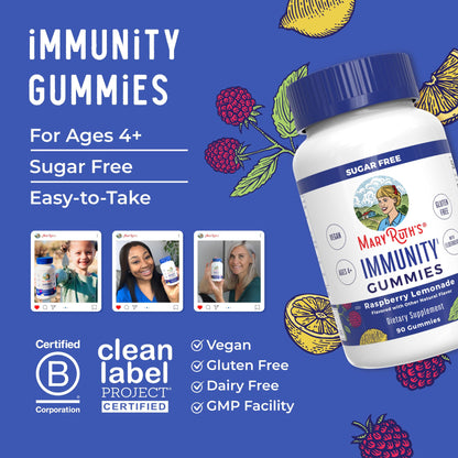MaryRuth Organics Sugar Free Immunity Gummies – Elderberry, Vitamin C & Zinc | Vegan & Non-GMO | 90ct