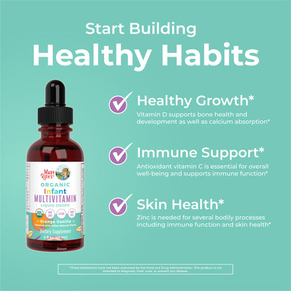 MaryRuth Organics Infant Multivitamin Drops – USDA Organic, Vegan, Non-GMO, Gluten Free, 2 oz