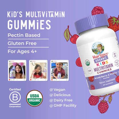 MaryRuth Organics Kids Multivitamin Gummies | 60 Count | Vegan | For Ages 4+ | 2 Gummies Daily