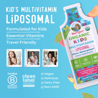 MaryRuth Organics Multivitamin for Kids | Sugar Free | Liquid Vitamins | Immune Support Supplement | Cognitive Health & Overall Wellness | USDA Organic | Vegan | Non-GMO | 14 Servings