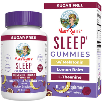 MaryRuth Organics Melatonin 5mg Sleep Gummies with L-Theanine – Lemon Balm, B6, Sugar-Free, Vegan, Non-GMO, Gluten Free | 60 Count