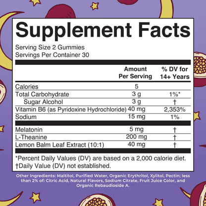 MaryRuth Organics Melatonin 5mg Sleep Gummies with L-Theanine – Lemon Balm, B6, Sugar-Free, Vegan, Non-GMO, Gluten Free | 60 Count