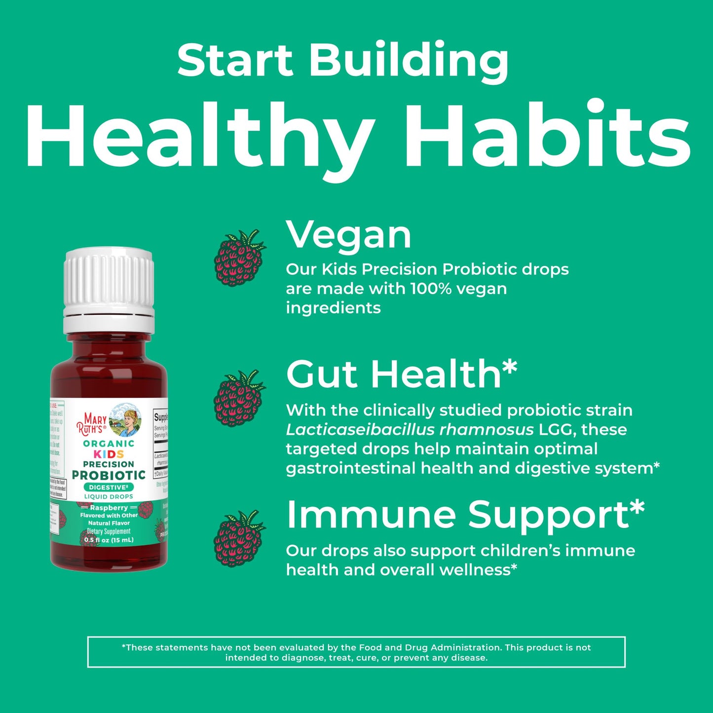 MaryRuth Organics USDA Organic Liquid Kids Probiotic Drops – Digestive Health, Immune Support, Vegan & Non-GMO | 30 Servings