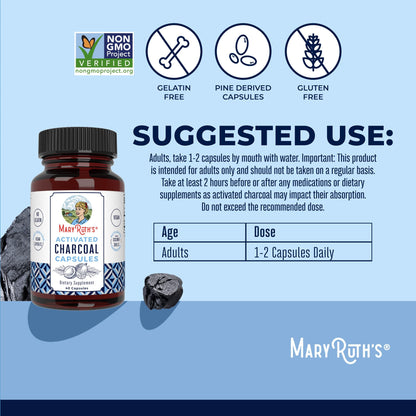 MaryRuth Organics Activated Charcoal Capsules – Vegan, Non-GMO, Gluten Free (40 Count)