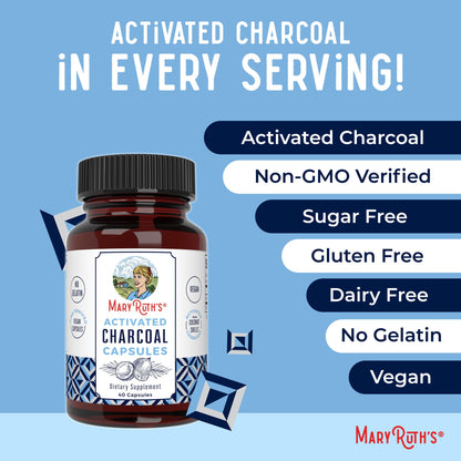 MaryRuth Organics Activated Charcoal Capsules – Vegan, Non-GMO, Gluten Free (40 Count)