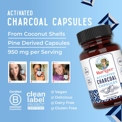 MaryRuth Organics Activated Charcoal Capsules – Vegan, Non-GMO, Gluten Free (40 Count)