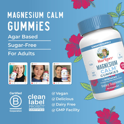 MaryRuth Organics Calm Magnesium Gummies | 60 Count (2-Month Supply) | Sugar Free, Vegan