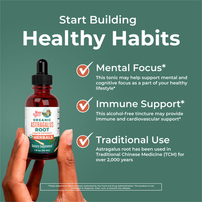 MaryRuth Organics Astragalus Root – Sugar-Free, USDA Organic, Immune Support & Focus | Vegan Liquid Drops 1 Fl Oz