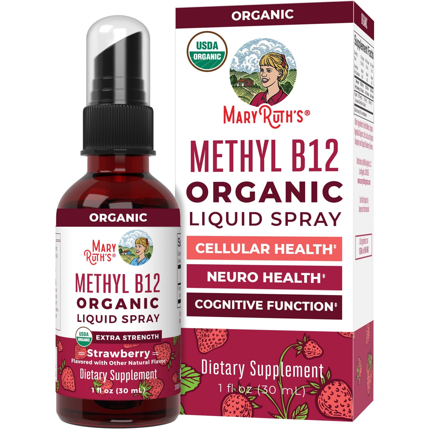 MaryRuth Organics Vitamin B12 Liquid Spray | Vegan, USDA Organic, 720 mcg | 1 fl oz