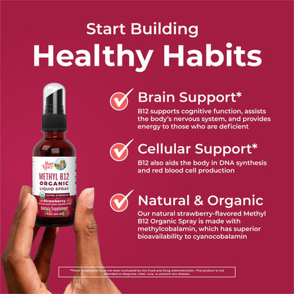MaryRuth Organics Vitamin B12 Liquid Spray | Vegan, USDA Organic, 720 mcg | 1 fl oz
