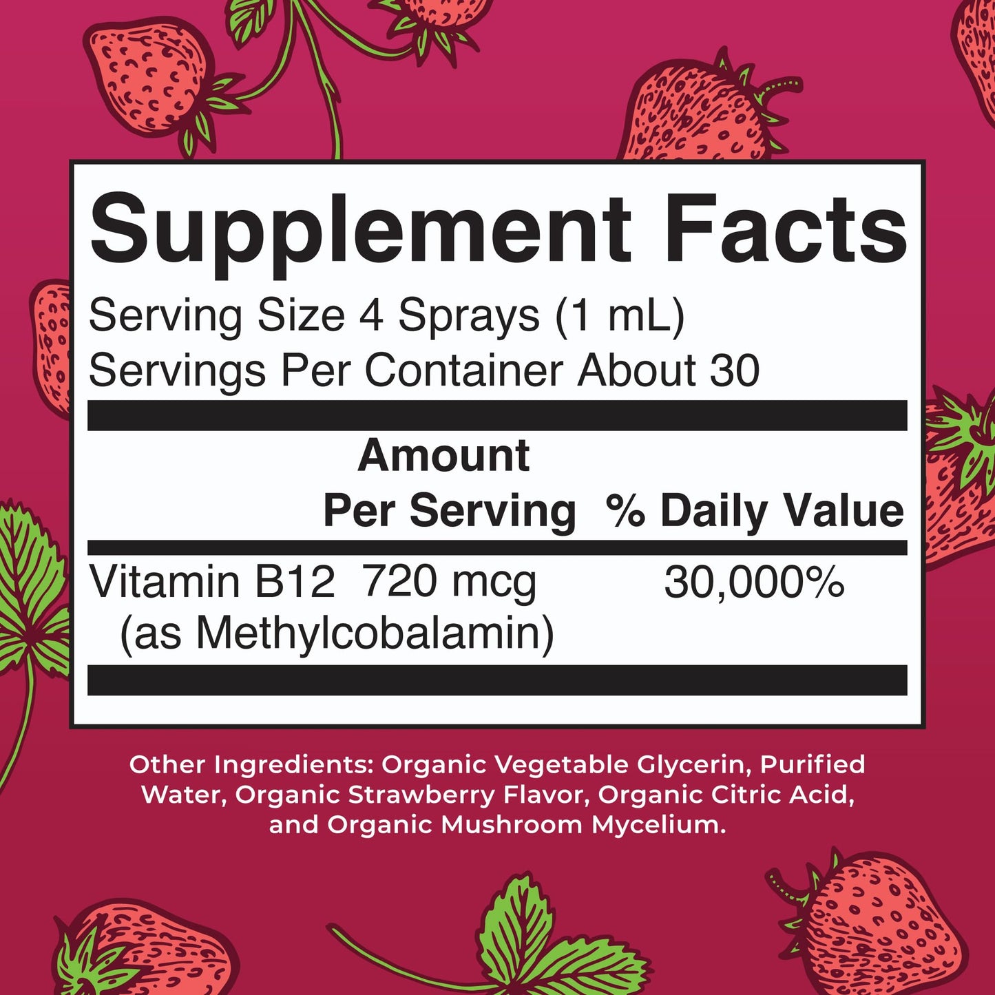 MaryRuth Organics Vitamin B12 Liquid Spray | Vegan, USDA Organic, 720 mcg | 1 fl oz