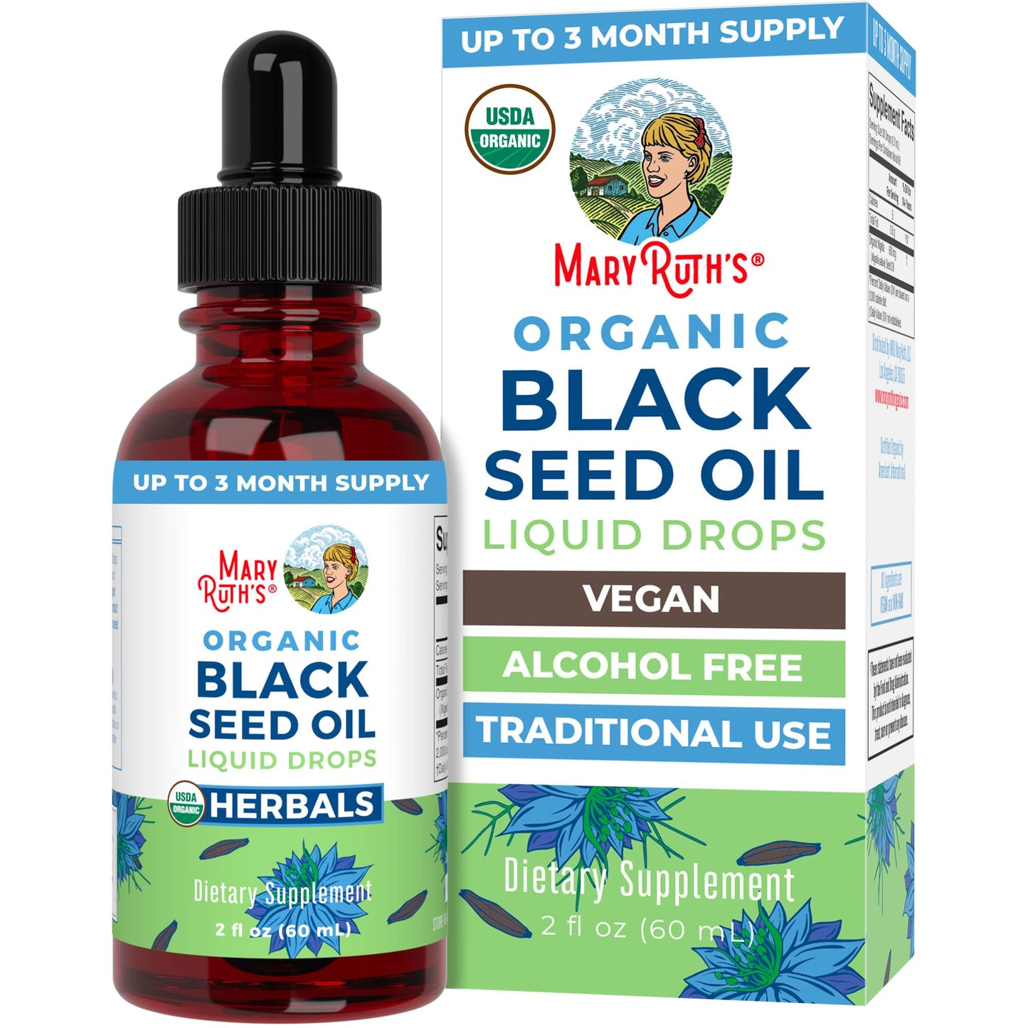 MaryRuth Organics Black Seed Oil Liquid Drops – USDA Organic, 2 Fl Oz | Immune & Respiratory Support | Vegan & Non-GMO