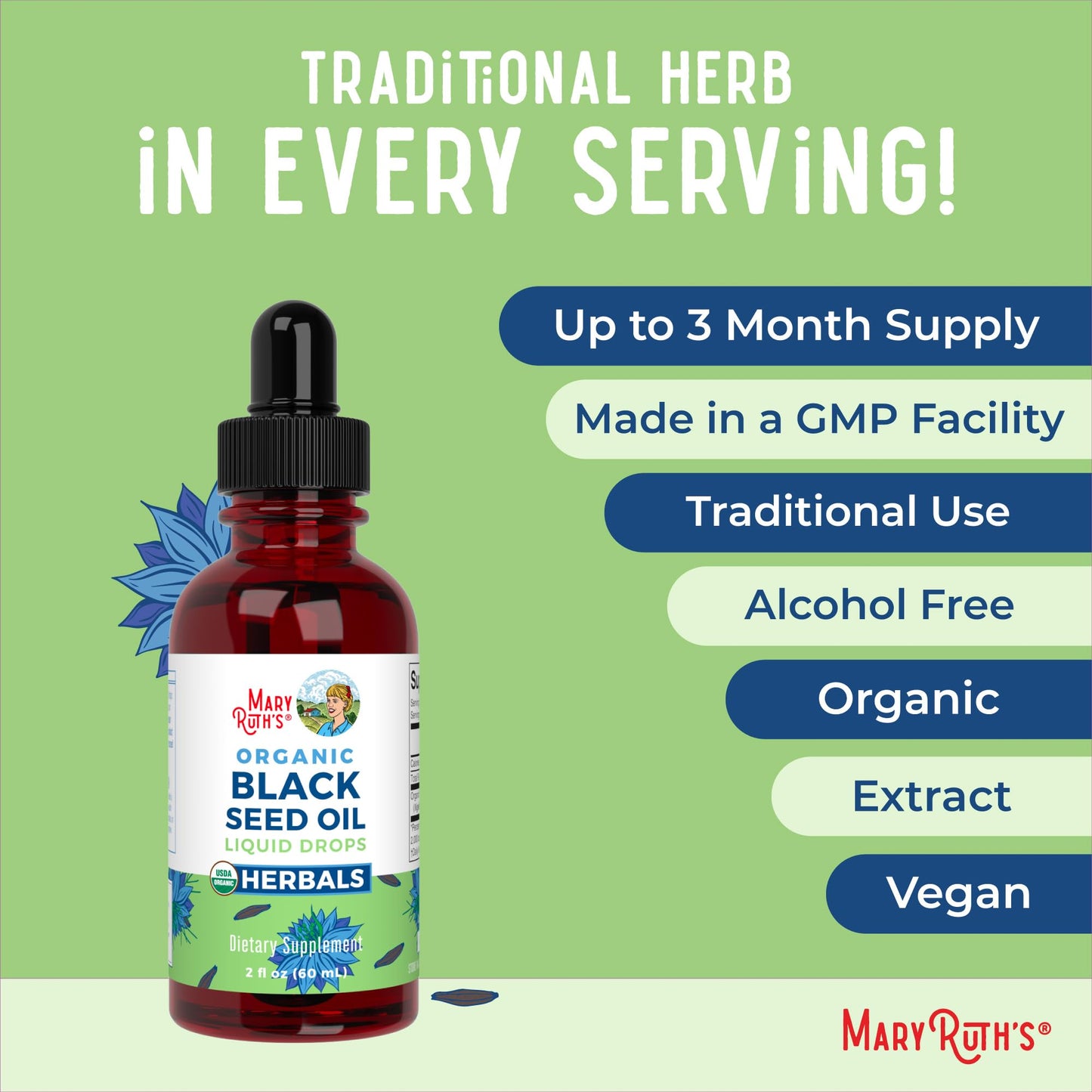 MaryRuth Organics Black Seed Oil Liquid Drops – USDA Organic, 2 Fl Oz | Immune & Respiratory Support | Vegan & Non-GMO