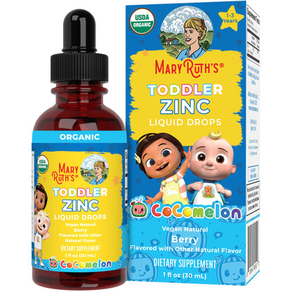 MaryRuth Organics Cocomelon Toddler Liquid Zinc – Sugar Free, USDA Organic | 1 Fl Oz