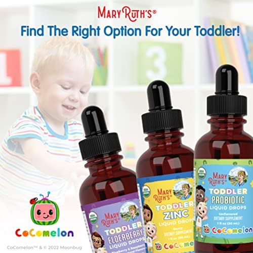 MaryRuth Organics Cocomelon Toddler Probiotic Liquid Drops – 1 oz | 150 Billion CFU | 5 Strains | USDA Organic