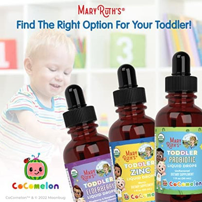 MaryRuth Organics Cocomelon Toddler Probiotic Liquid Drops – 1 oz | 150 Billion CFU | 5 Strains | USDA Organic