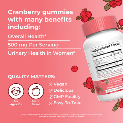 MaryRuth Organics Organic Cranberry Gummies - 500mg Cranberry + D-Mannose for Urinary Health | USDA Organic | Vegan | 30 Servings