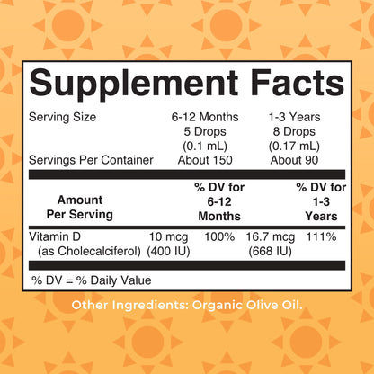 MaryRuth Organics USDA Organic Vitamin D Drops D3 for Infants & Toddlers | Sugar Free, Gluten Free, Non-GMO