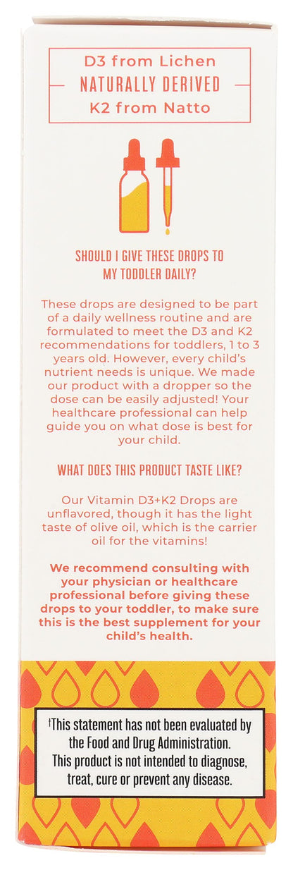 MaryRuth Organics D3 + K2 Drops for Toddlers | Vegan, Gluten Free | 1 fl oz