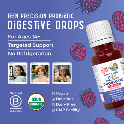 MaryRuth Organics Teen Liquid Probiotic Drops – USDA Organic, Vegan, Non-GMO, 30 Servings