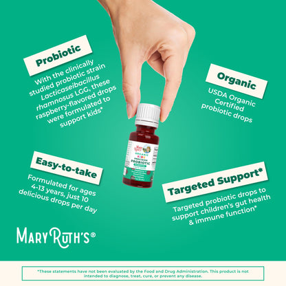MaryRuth Organics USDA Organic Liquid Kids Probiotic Drops – Digestive Health, Immune Support, Vegan & Non-GMO | 30 Servings