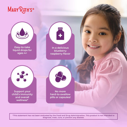 MaryRuth Organics USDA Organic Elderberry Liquid Drops for Kids | Immune Support for Ages 4-13 | 1 oz