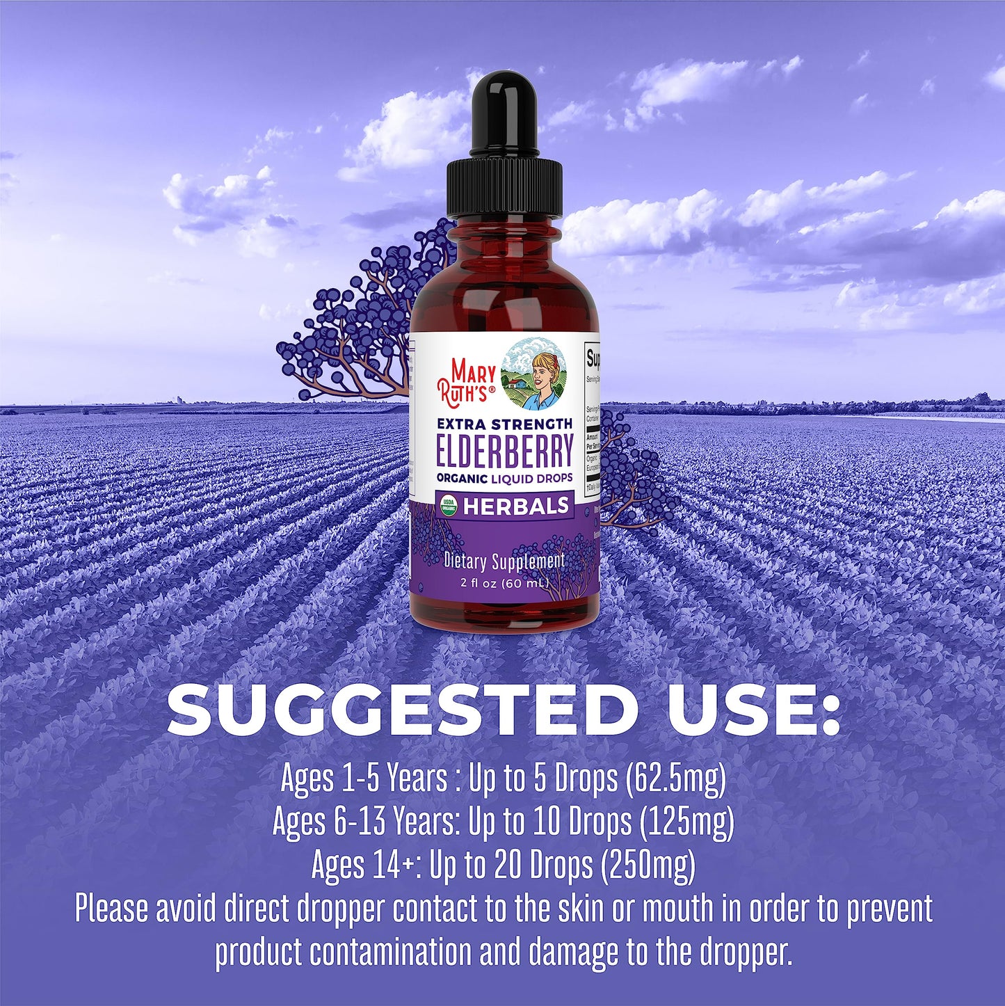 MaryRuth Organics Elderberry Syrup Extra Strength – USDA Organic, Sugar Free (2 oz)