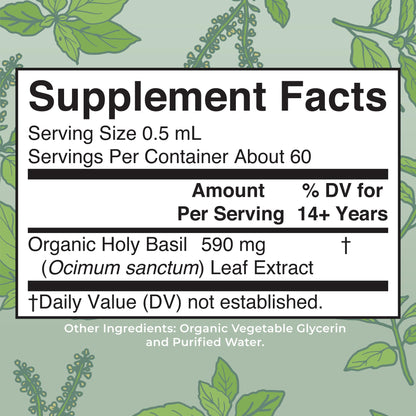 MaryRuth Organics Holy Basil Sugar Free Tulsi Drops | Antioxidant, Digestive Support & Cognitive Function | 1 Fl Oz