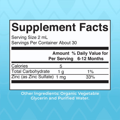 MaryRuth Organics Infant Ionic Zinc Drops – Zinc Sulfate for Immune Support | 6-12 Months | 2 fl oz