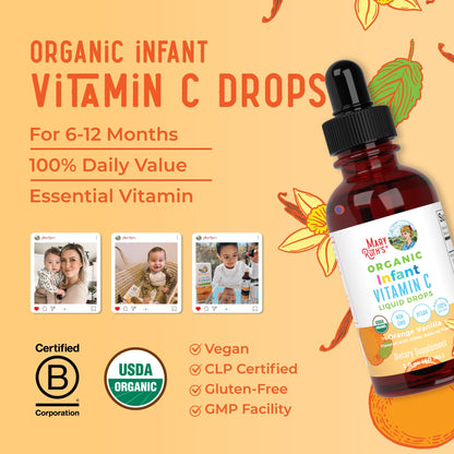 MaryRuth Organics Infant Vitamin C Drops – 2 oz | USDA Organic, Vegan, Non-GMO