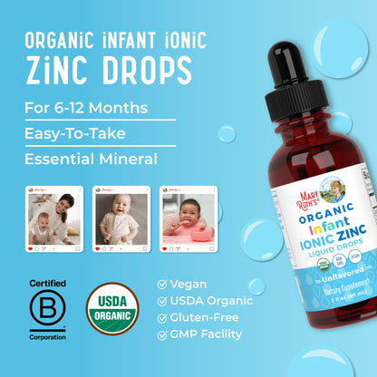 MaryRuth Organics Infant Ionic Zinc Drops – Zinc Sulfate for Immune Support | 6-12 Months | 2 fl oz