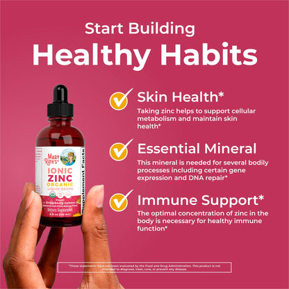 MaryRuth Organics Organic Strawberry Lemon Ionic Zinc, 4 oz | Vegan Liquid Zinc