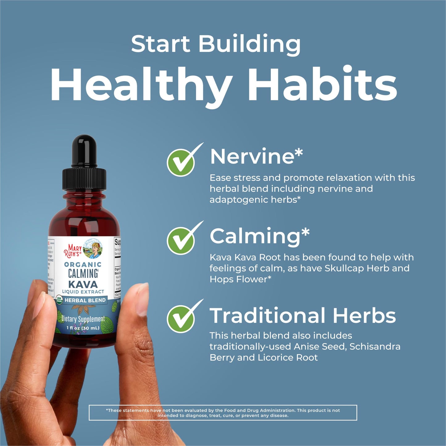MaryRuth Organics Calming Kava Drops – USDA Organic, Vegan, Non-GMO, 30 Servings