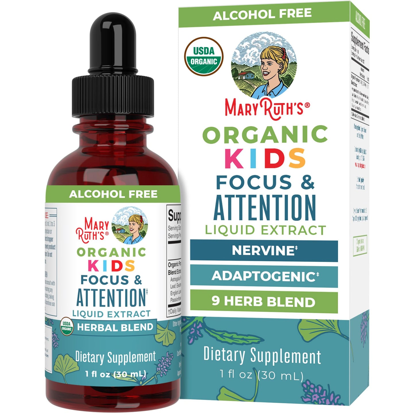 MaryRuth Organics Kids Focus Drops | USDA Organic | Ginkgo & Rhodiola