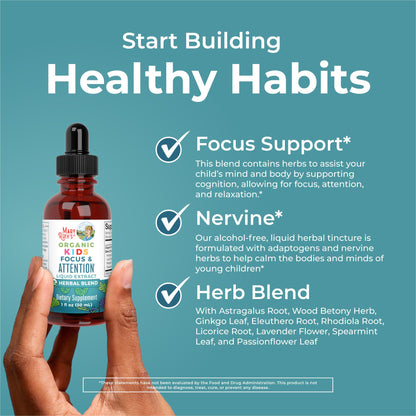 MaryRuth Organics Kids Focus Drops | USDA Organic | Ginkgo & Rhodiola