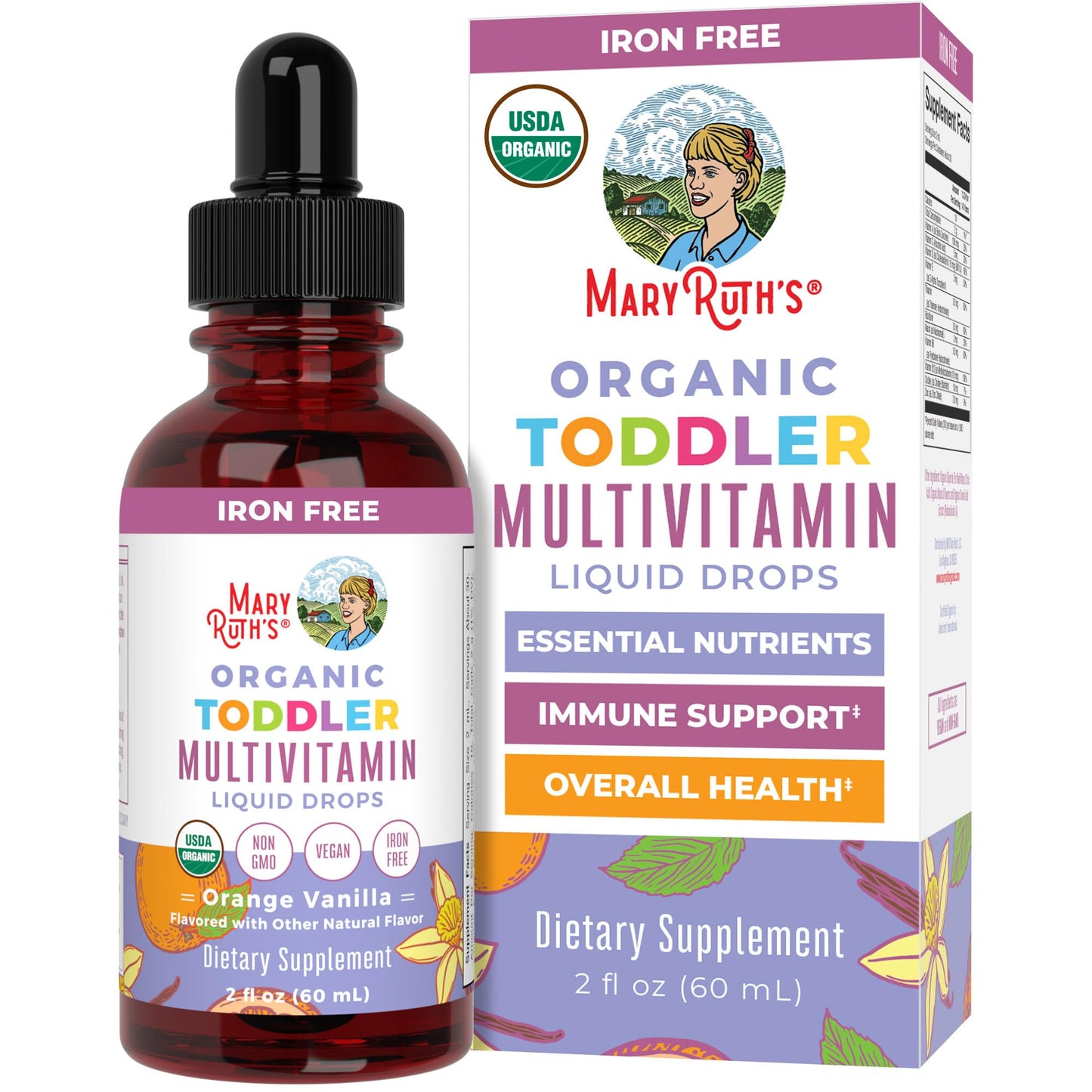 MaryRuth Organics Kids Multivitamin for Toddlers – USDA Organic | Toddler Vitamin Drops 1-3 Years | Vegan, Non-GMO, Gluten Free | 2 Fl Oz