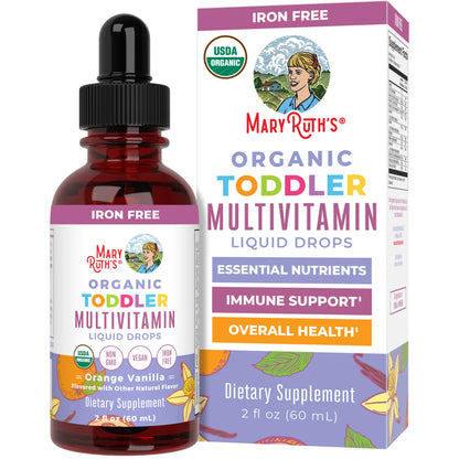 MaryRuth Organics Kids Multivitamin for Toddlers – USDA Organic | Toddler Vitamin Drops 1-3 Years | Vegan, Non-GMO, Gluten Free | 2 Fl Oz