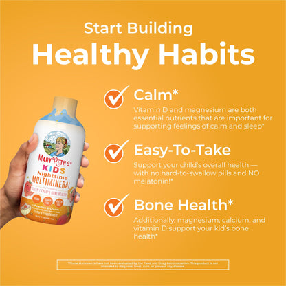 MaryRuth Organics Kids Nighttime Multimineral Liquid | Bone Health & Immune Support | Vegan & Sugar Free