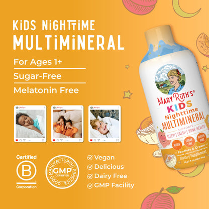 MaryRuth Organics Kids Nighttime Multimineral Liquid | Bone Health & Immune Support | Vegan & Sugar Free