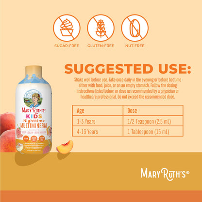MaryRuth Organics Kids Nighttime Multimineral Liquid | Bone Health & Immune Support | Vegan & Sugar Free