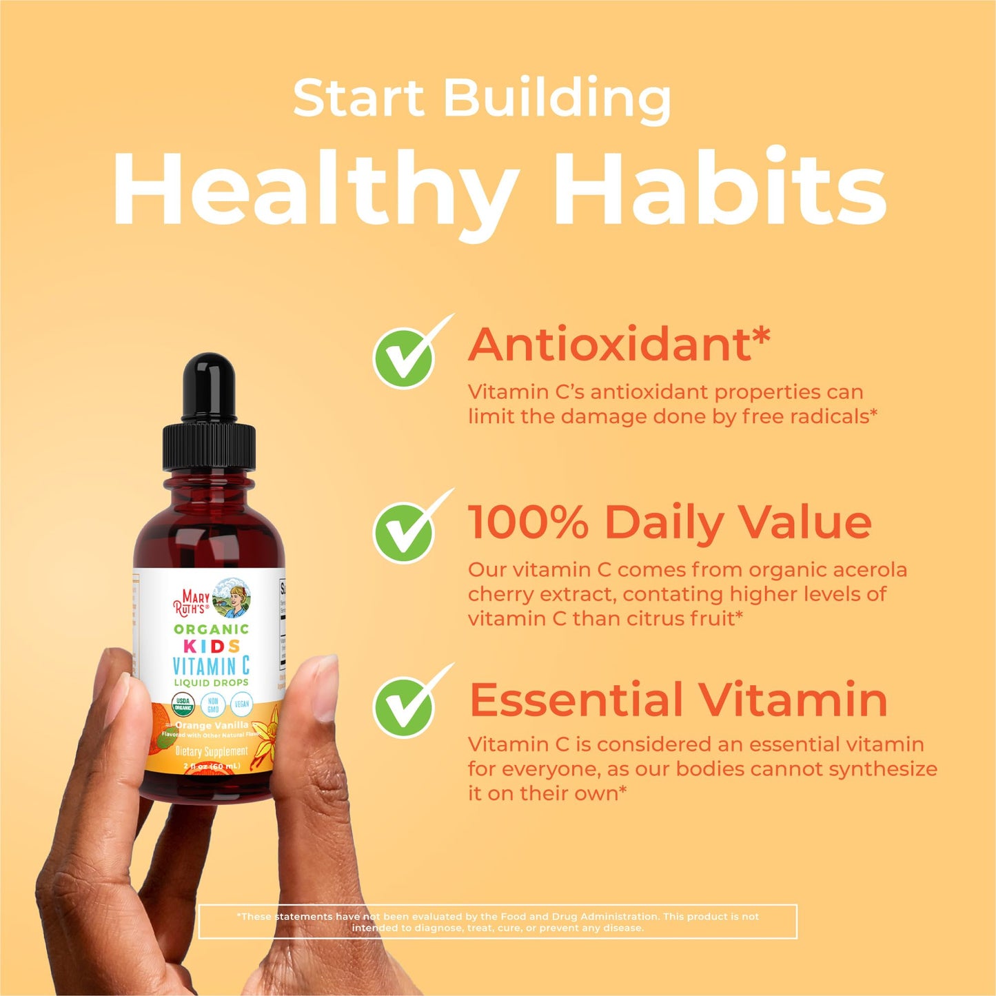 MaryRuth Organics Kids Vitamin C Drops – Vegan Immune Support for Ages 4-13 (2 oz)