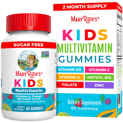 MaryRuth Organics Kids Multivitamin Gummies – 60 Count, Sugar Free, Vegan, Ages 2+, 1 Gummy/Day