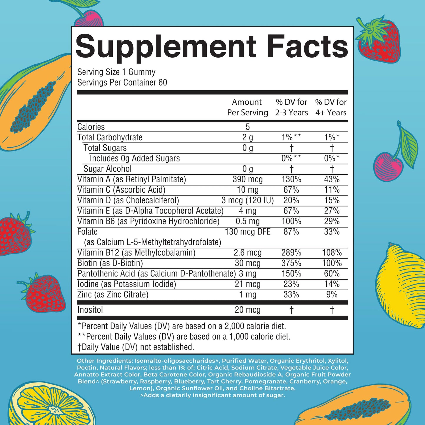 MaryRuth Organics Kids Multivitamin Gummies – 60 Count, Sugar Free, Vegan, Ages 2+, 1 Gummy/Day